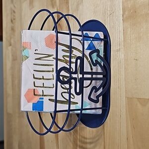 3 for $10 ⚓ Nautical Blue Anchor Napkin Holder & Beachy Napkins Set 🏝️